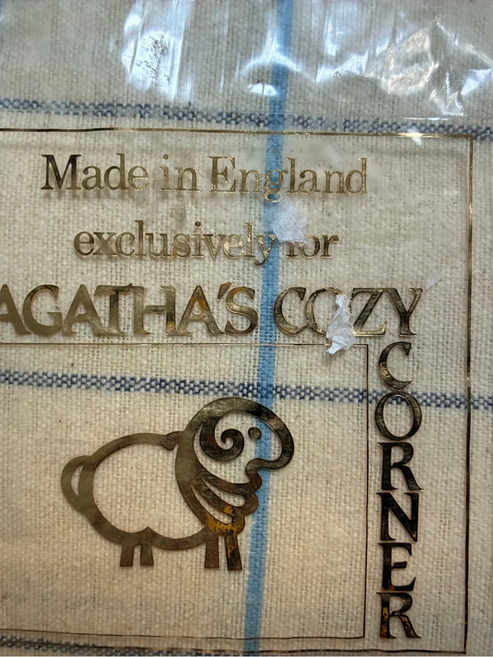 VTG Agathas Cozy Corner England Ivory Plaid Flat Sheet Set Flannel Cotton NWT